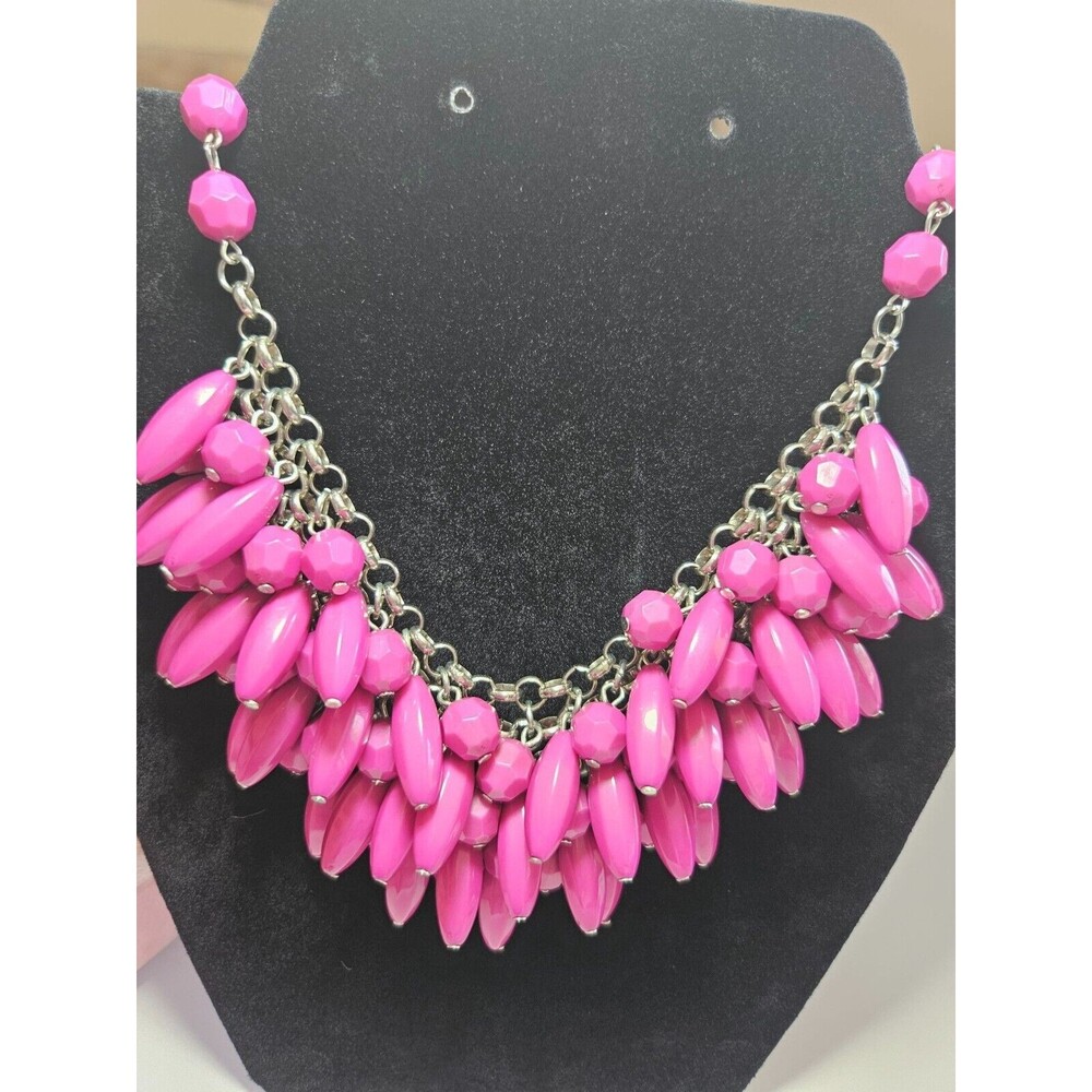 Simple Addiction bright pink statement necklace 21-24"